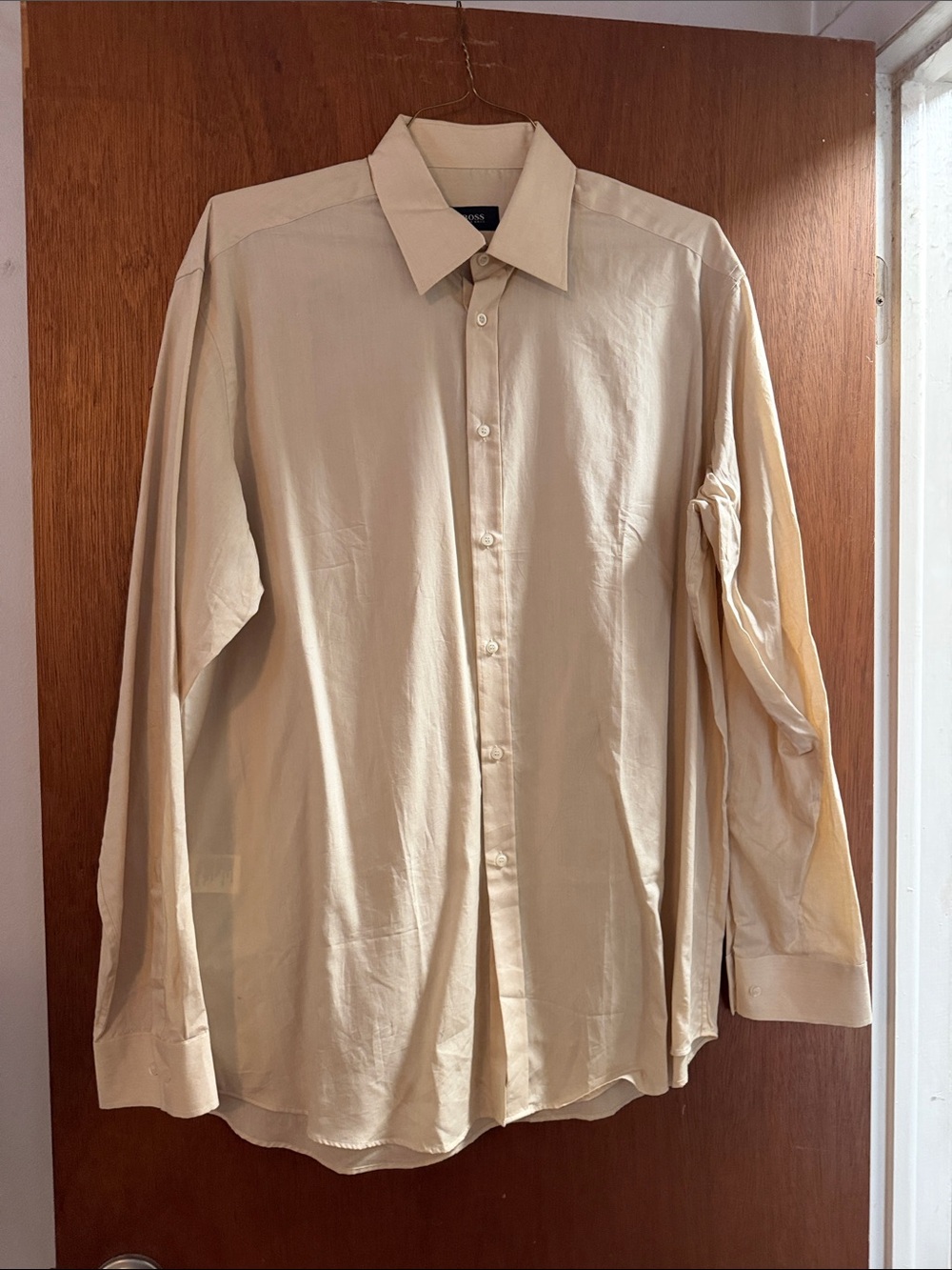 Hugo Boss Men's Long-Sleeve Dress Shirt in Light Beige